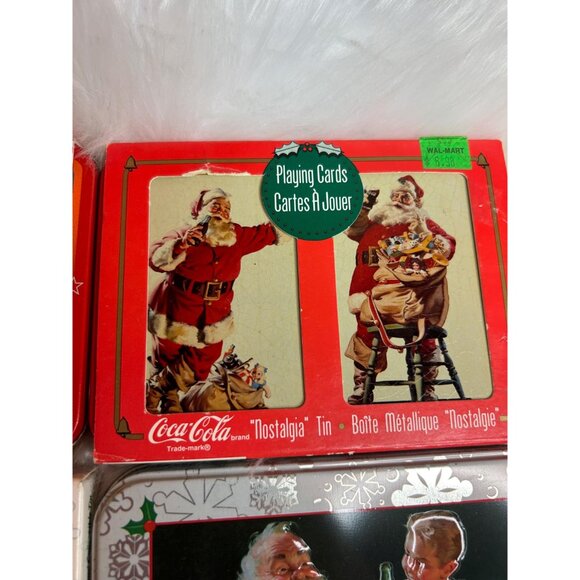 Christmas Santa clause Coca Colaplaying cards Tins- new MISSING one card deck - Picture 4 of 8